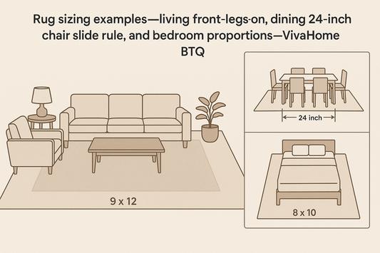 Rug Alchemy: Sizing, Placement & Materials for Living, Dining, and Bedroom | VivaHome BTQ