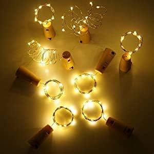 YJFWAL 24Pack 20LED Wine Bottle Lights with Cork, Cork Shape Silver Copper Wire Fairy Mini String Lights Fairy lights Battery Operated for DIY, Party, Wedding, Christmas, Halloween Decor (Warm White)