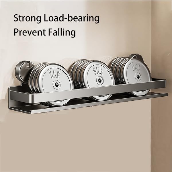 Spice Rack Wall Mounted 2 Pack,Suction Cups Spice Organizer for Cabinet,Large Capacity Metal Spice Shelf for Kitchen Cabinet, Pantry Doors, Bathroom, Shower, Home Decor (15.7 inch)