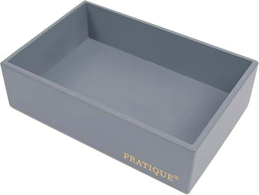 Bamboo Drawer Organizer - Kitchen Utensil Organizer Silverware Tray Cutlery Holder,Office Desk Supplies and Accessories,8.9 * 5.9 * 2.6,Grey