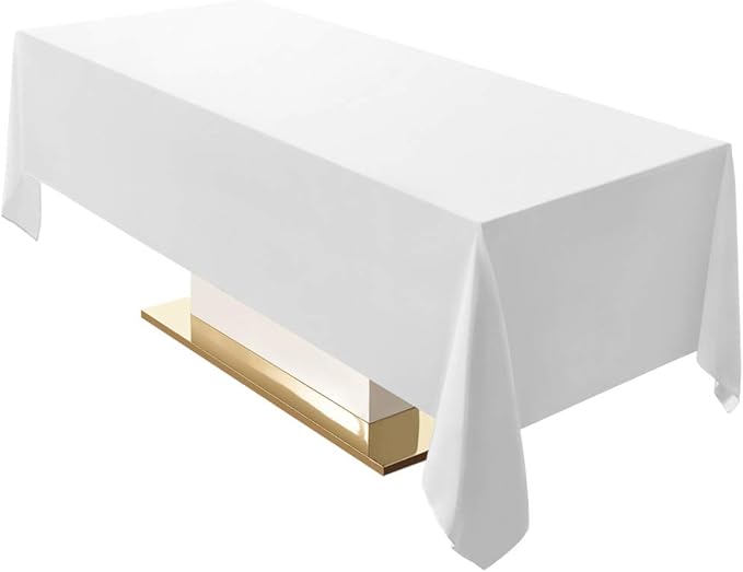 Surmente White Rectangle Tablecloth 60 x 120-inch Rectangular Polyester Table Cloth for Weddings, Banquets, or Restaurants