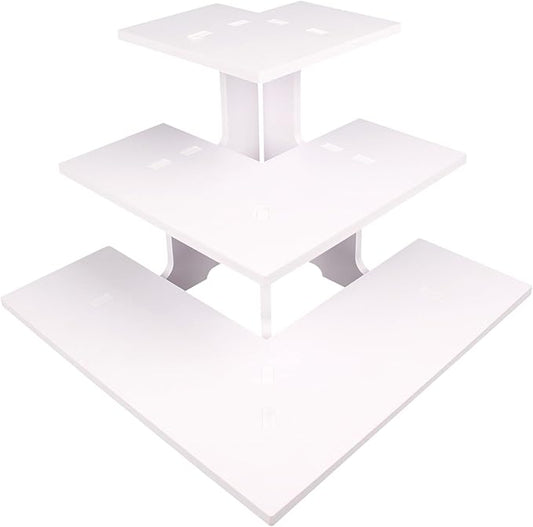 WANLIAN 3-Tier Corner Retail Table Display Stand, Portable Display Rack Shelves for Vendors, Craft Shows, Farmers Market, Pop Up Shop Countertop White Risers for Display, Soap, Candles, Tumblers