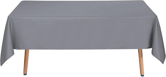 sancua Rectangle Tablecloth - 90 x 156 Inch - Water Resistant Spill Proof Washable Polyester Table Cloth, Decorative Fabric Table Cover for Dining Tables, Buffet Parties and Camping, Light Grey