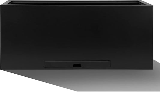 Worth Garden Metal Rectangular Planter Box - Black Powder Coated Steel Planter - 16" H. Tall Heavy Duty Modern Flower Plant Pot - Indoor & Outdoor, Commercial & Residential (16"x12"x36")