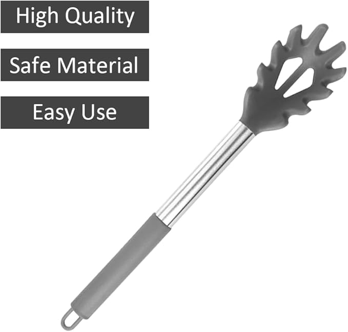 Silicone Pasta Fork, Spaghetti Server, Professional Pasta Server Spoon Heat Resistant Noodle Spoon, Spaghetti Strainer Best Cooking Tools
