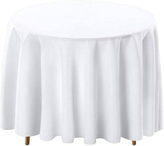 Surmente White Tablecloth for Round Tables, 70-inch Round Table Cloths for Weddings, Banquets, or Restaurants