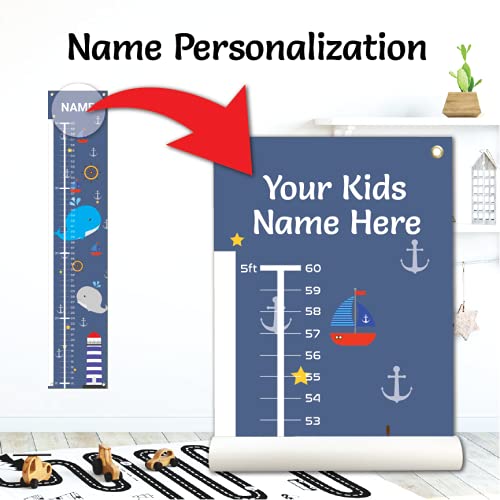 Sungwon Personalized Kids Canvas Growth Chart, Whale