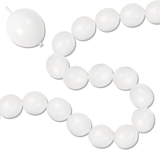 White Link Balloons, 100PCS Linking Balloons with Tail for Making Balloon Wall Arch and Chains, Pearl Quick Balloon for Wedding Birthday Baby Shower Engagement Graduation Party Decorations (6inch)