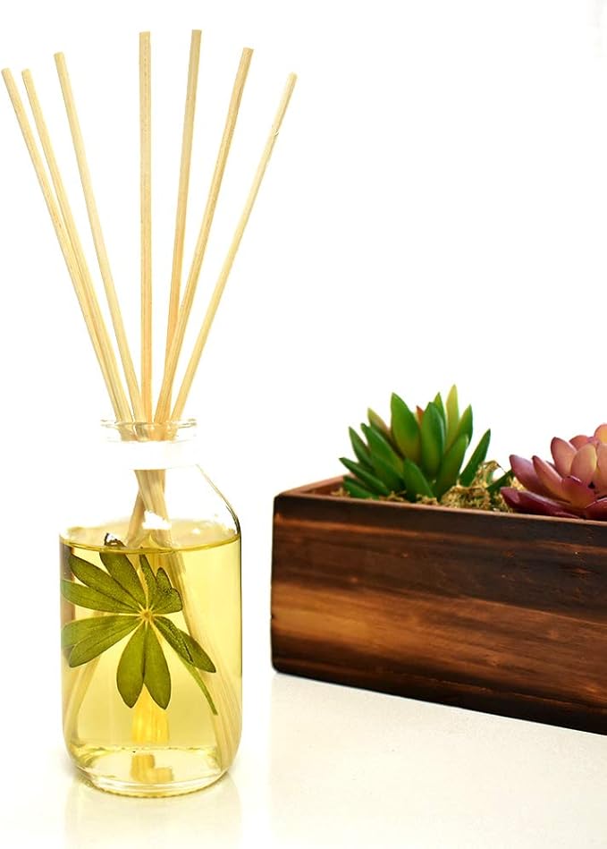 LOVSPA Reed Diffuser Set, Lush Palm & Jasmine Scented Oil Diffuser with Sticks, Home Fragrance Accessories for Bathroom Shelf Decor, Aroma Diffusers for Home or Office Desk, USA Made