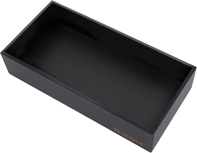 Bamboo Drawer Organizer - Kitchen Utensil Organizer Silverware Tray Cutlery Holder,Office Desk Supplies and Accessories,12 * 5.9 * 2.6,Black