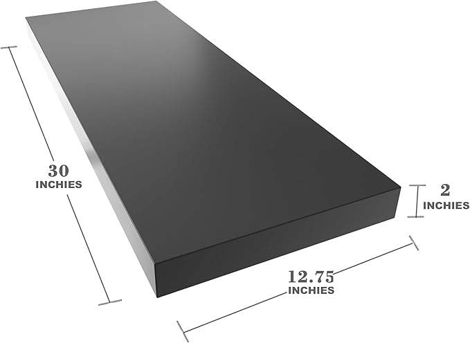 Large Floating Shelves for Wall Set of 1 Wooden Wall Shelves 30 in x 12.75 in x 2 in Room Decor Long Shelf with Invisible Wall Mount Bracket for Bedroom Kitchen Living Room Black