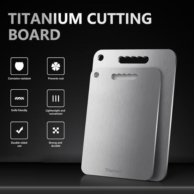 Titanium Cutting Board Ultra-Lightweight,Non-Toxic,Food-Grade Pure Titanium Cutting Boards for Kitchen Dishwasher Safe Double Sided High - End Chopping Board for Meat Vegetable Fruit