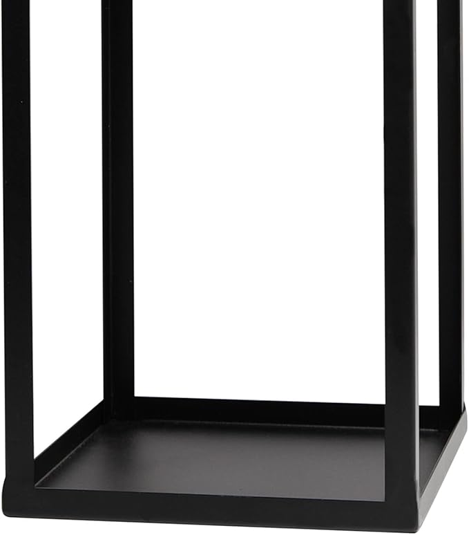 HPC Decor Black Metal Candle Lanterns Set of 2- Lanterns Decorative w/ LED Timer Candles- 15.8'' & 12.6'' Chunky Modern Farmhouse Lantern Decor for Indoor,Outdoor,Fireplace,Porch (No Glass)