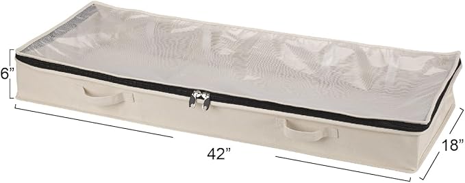 Household Essentials Cotton Canvas Under Bed Clothing and Linen Storage Bag | Natural