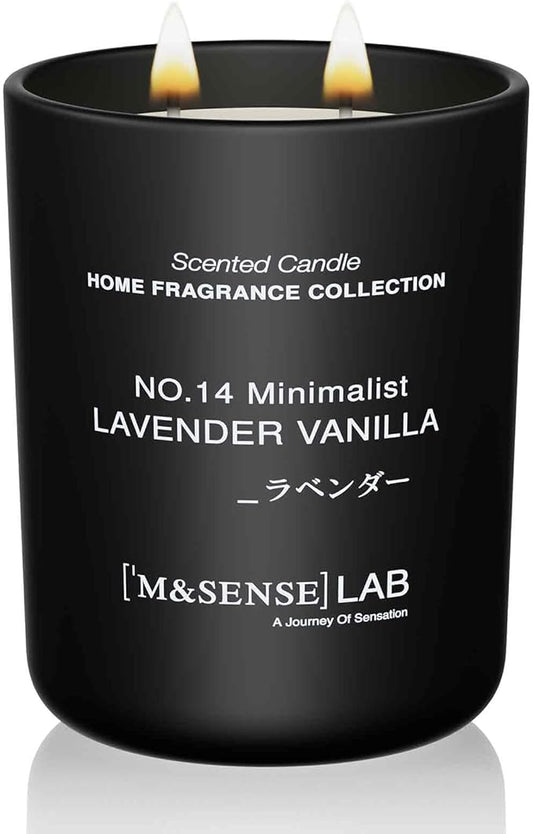M&SENSE Natural Soy Candle| Lavender Vanilla | 16.6 oz, 95H Burn | Minimalist Scented Candle for Relaxation, Gifting, Home Décor | for Bedroom, Office, Party Large