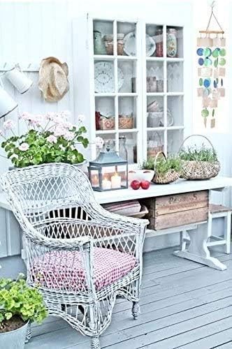 Bellaa 22906 Wind Chimes Outdoor, Garden Decorations, Musical, Indoor/Outside Windchimes, Beach, Ocean Breeze, Gifts for Mom, Gift for All Occasions, Capiz Sea Glass Shells Wood White Blue Green