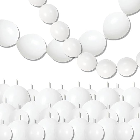 White Quick Link Balloons, 120PCS Linking Balloons for Making Balloon Wall Balloon Arch Balloon Chains, Pearl Balloons for Wedding Birthday Baby Shower Graduation Grad Party Decorations (6+10inch)