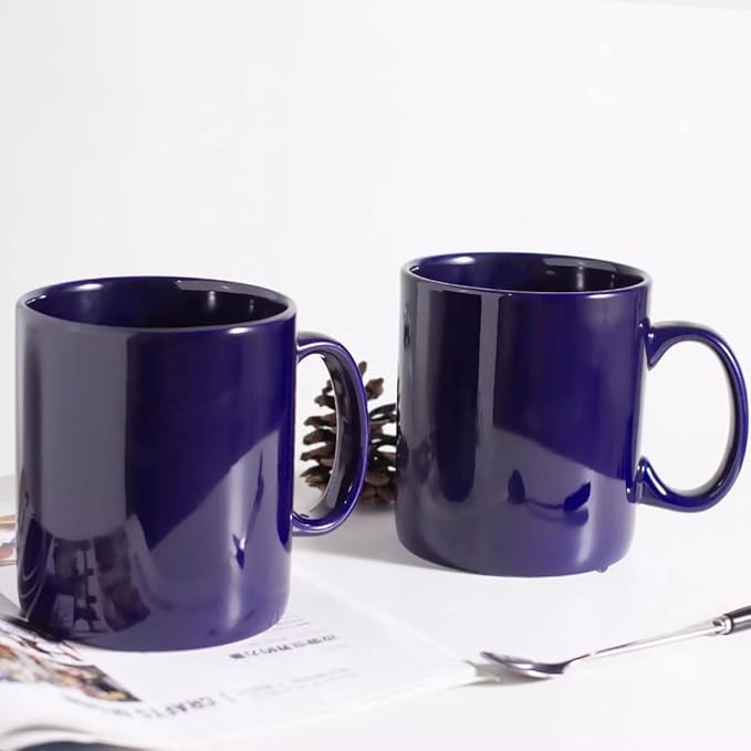 30oz Super Large Ceramic Coffee Mugs Large Handles Set of 2 (Cobalto)