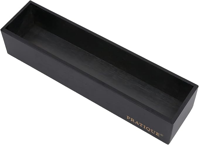 Bamboo Drawer Organizer - Kitchen Utensil Organizer Silverware Tray Cutlery Holder,Office Desk Supplies and Accessories,12 * 3 * 2.6inch,Black