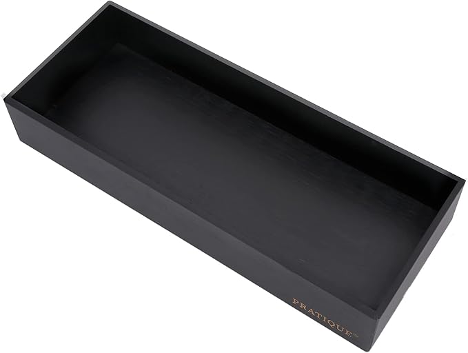 Bamboo Drawer Organizer - Kitchen Utensil Organizer Silverware Tray Cutlery Holder,Office Desk Supplies and Accessories,15 * 5.9 * 2.6,Black