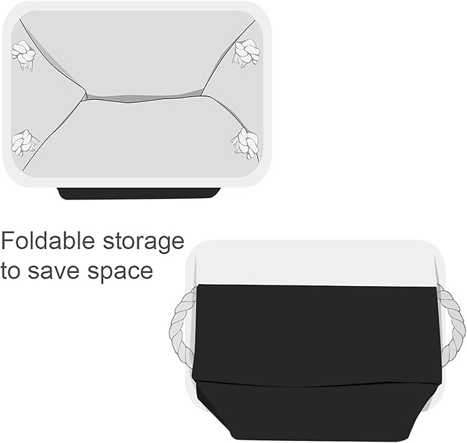 TheWarmHome Storage Basket for Organizing - Large 3 Pack 15.7x11.8x8.3 inch Collapsible Storage Bin for Shelves with Handles Laundry Cube Toy Closet Nursery (Whiet & Black)