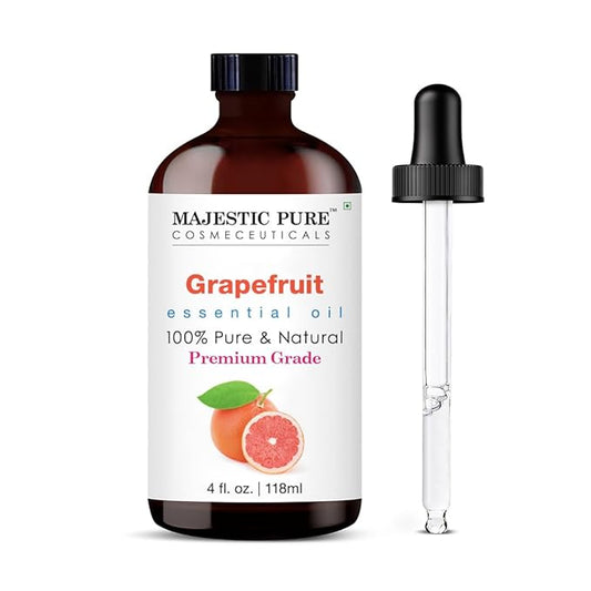Majestic Pure Grapefruit Essential Oil with Glass Dropper - Huge 4 Fl Oz - 100% Pure and Natural Grapefruit Oil - Premium Grade Essential Oils for Diffuser, Aromatherapy, Soap and Candle Making