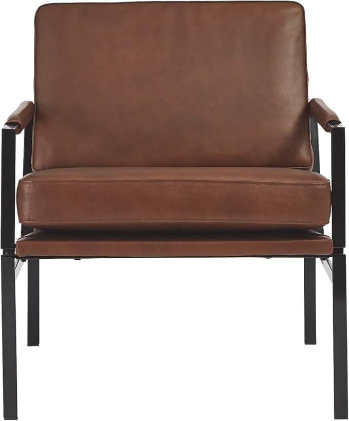 Signature Design by Ashley Puckman Mid-Century Modern Leather Accent Chair, Brown