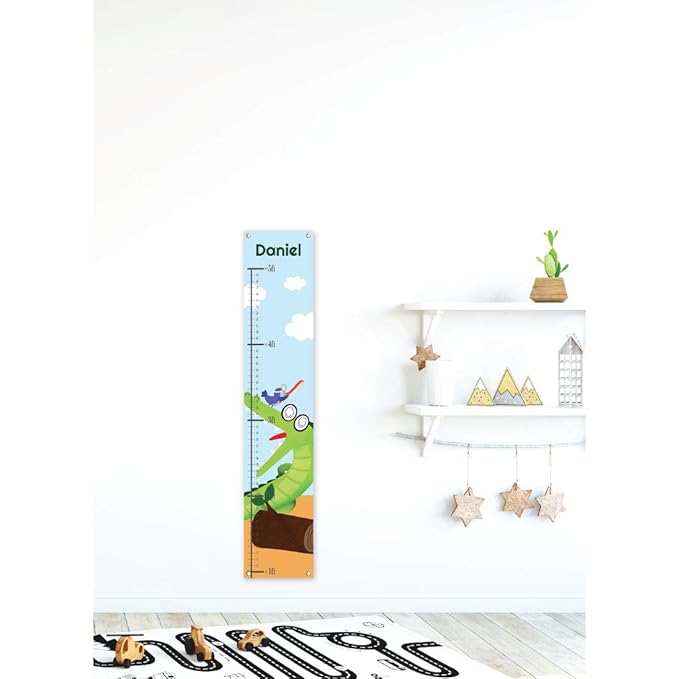 Personalized Kids Canvas Growth Chart, Height Chart, Growth Chart Banner, Crocodile