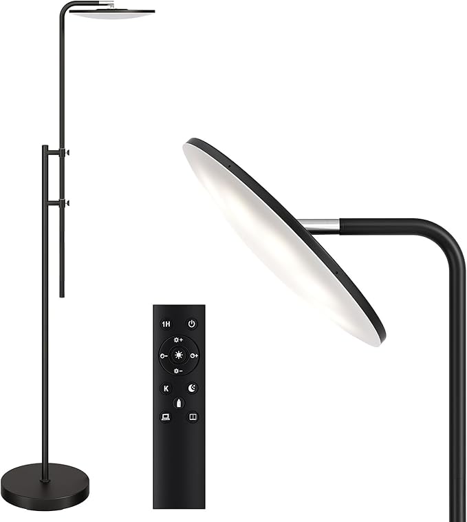 SUNMORY 32W/3000LM Floor Lamps, Super Bright LED Standing Lamp with Remote Control, Adjustable Tall Lamp with 350°Rotating Head, Modern Dimmable Torchiere Corner Lamp for Living Room, Bedroom, Office
