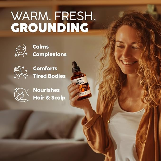 Kukka Turmeric Oil for Skin - 4 Fl Oz - 100% Pure Natural Turmeric Essential Oil, Herbaceous Scent, for Face, Hair, Aromatherapy, Candle & Soap Making Scent DIY