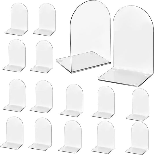 Lulonpon 16 Pieces Book Ends, Bookends, Books End for Shelves, Books End for Heavy Books, Clear Bookends, Acrylic Book Ends for School, Library,Desktop Organizer and Book Shelves