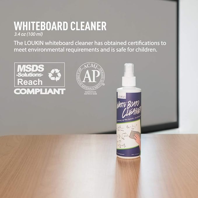 LOUKin Magnetic and Adhesive Marker Holder, Dry Erase Accessory Tray Set (Includes 1 Eraser, 1 Cleaner, 2 Dry Erase Markers and 6 Magnets), Ideal for Office, School or Home Use.