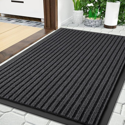 Yimobra Front Door Mat Outdoor Indoor Entrance, 100% Waterproof All-Season All Weather Doormat, Welcome Matt Outside Entry, Non Slip, Low Profile, Heavy Duty Patio Porch Floor Mats,29.5 x 17,Grey