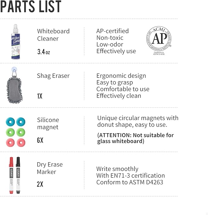 loukin Magnetic Marker Holder Set, Dry Erase Accessory Tray Set, Remote Control Holder, Magnetic Storage Organizer for Whiteboard, Glass or Refrigerators (White)