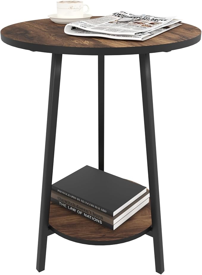 Side Table - Rustic End Couch Tables - Waterproof Metal Frame, Scratch-Resistant - Vintage Wood Color Tables for Sofa Living Room Bedroom Bedside Coffee Small Spaces