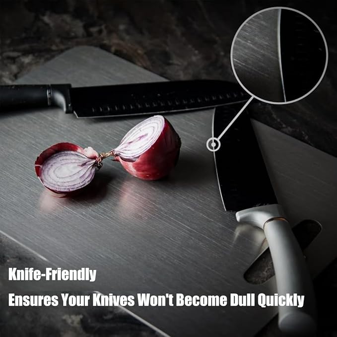 Titanium Cutting Board - 2025 New Upgrade 100% Pure Titanium Cutting Boards for Kitchen Double Sided Non Toxic Titanware Cutting Board,Hygiene Durable Dishwasher Safe Chopping Board (12"L x 9"W)