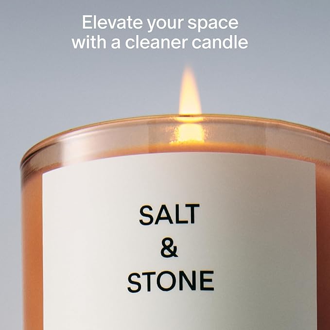 SALT & STONE Scented Candle for Women & Men | Hand-Poured, Aromatic & Fragrant | Coconut & Soy Blend Wax | 100% Cotton Wick | Long-Lasting 50 Hour Burn Time (8.5 oz) (Bergamot & Hinoki)