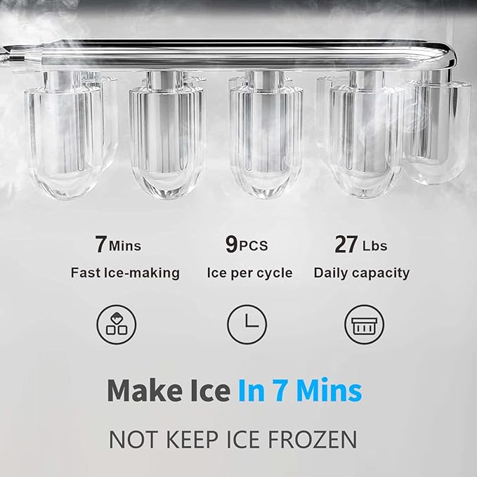 IKT Top Load Water Cooler Dispenser with Ice Maker for 5 Gallon Bottle 27 lbs Daily Capacity 3 Temperature Night Light Black