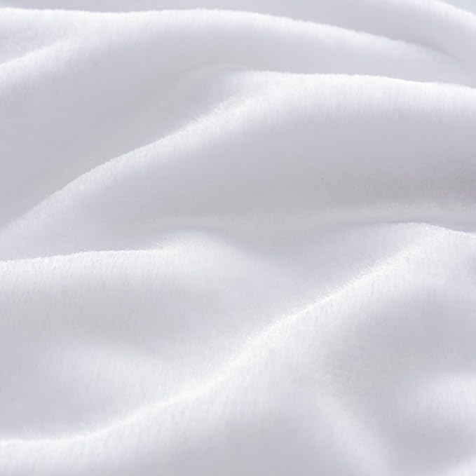 Luxury Fleece Warm Blanket, Soft Lightweight Velvety Plush Blanket for Sofa and Bed, Cozy Comfy for All Seasons(True White, 70×90 Inches)