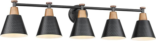 FEMILA 37.4" Black Vanity Light, Black Bathroom Light Fixture, Bathroom Lighting Fixtures Over Mirror with Matte Black Finish, 4FG59B-5W BK