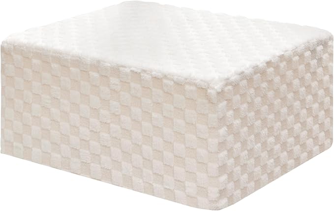 Hobestluk Rectangle Ottoman Memory Foam Footrest for Couch with Removable Cover Large Floor Seating for Adults Ottoman Coffee Table for Living Room, Bedroom or Office (Plush White, Footrest)