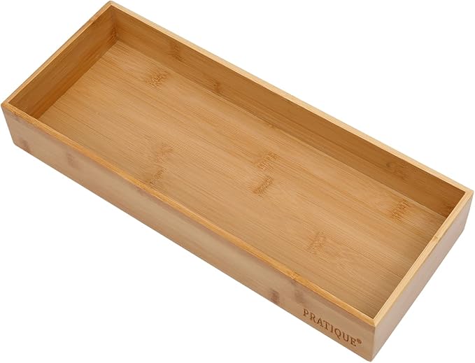 Bamboo Drawer Organizer - Kitchen Utensil Organizer Silverware Tray Cutlery Holder,Office Desk Supplies and Accessories (15X5.9X2.6 inch)