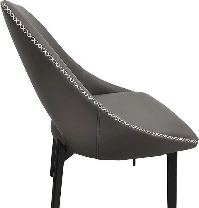 LeisureMod Amalfi Upholstered Fabric Dining Chair – Modern Side Chair with Iron Legs, Mid-Century Accent Chair for Dining Room or Kitchen