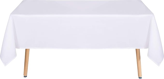 sancua Rectangle Tablecloth - 90 x 156 Inch - Water Resistant Spill Proof Washable Polyester Table Cloth, Decorative Fabric Table Cover for Dining Tables, Buffet Parties and Camping, White