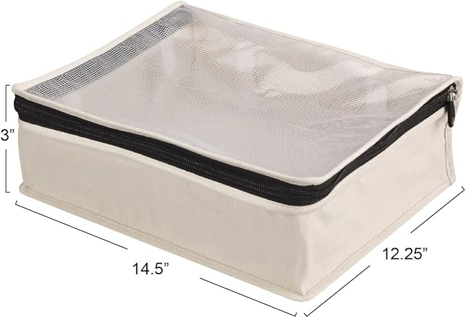 Household Essentials 3321-1 Cedarline Natural Cotton Canvas Zippered Sweater Bag | Storage Bag for Closets and Under the Bed | 2-Pack