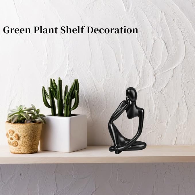 Home Decor Thinker Statue Accents, Set of 3 Thinker Sculptures Office Decor Modern Abstract Resin Decoration on Shelf Table Desk for Living Room Office Bedroom (Large Black)