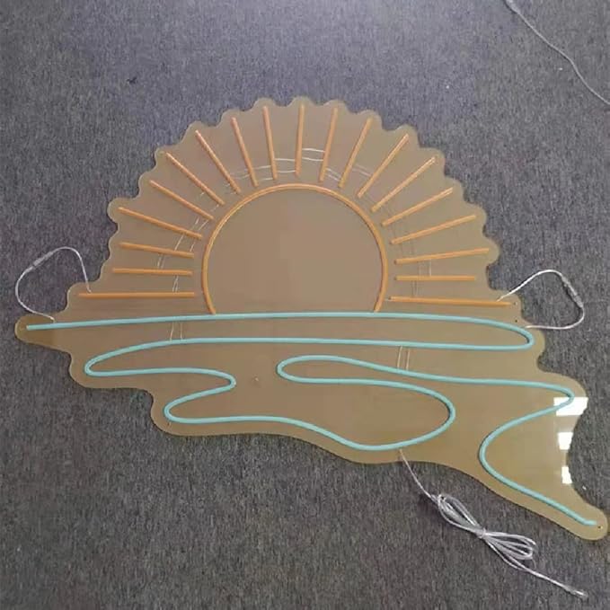 LED Decorative Lights USB Interface Mountains Sunrise Sunset Led Neon Signs Home Decoration Wall Art Holiday Gift Brightness Adjustable 15.7''x16.5''