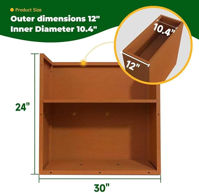 Galvanized Steel Metallic Heavy Planter for Outdoor Plants Metal Outdoor Planter Spliced Flower Box with Partitions for Outside,Indoor,Garden (Corten, 30 * 12 * 24)