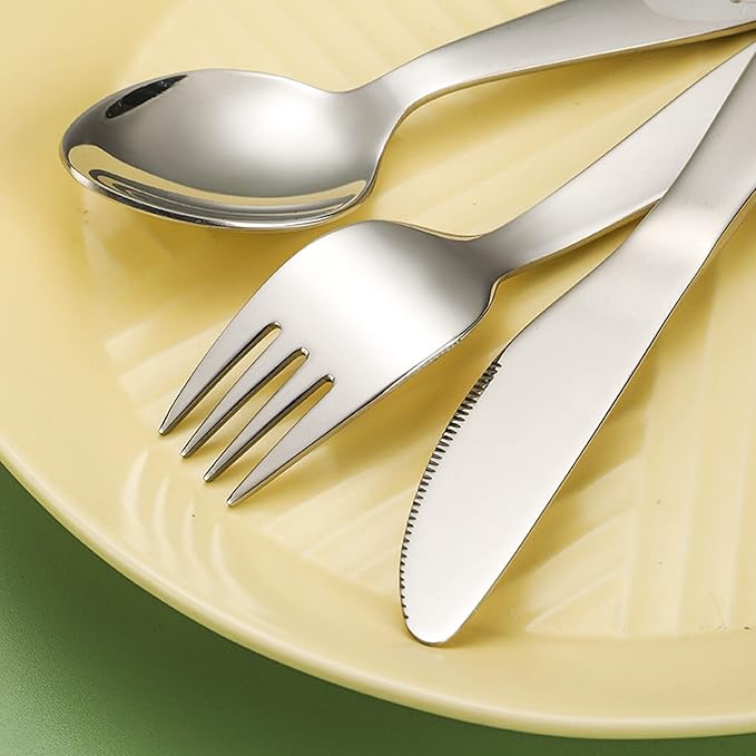 VANRA Premium 18/8 Stainless Steel Children's Cutlery - 5.8-inch Kids Dinner Forks, 4 Pieces Silverware Flatware Utensil Set for Home & School