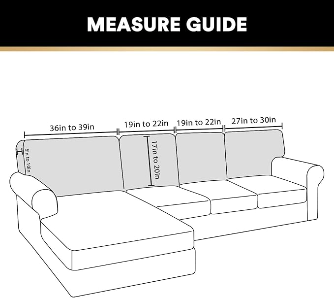 PrinceDeco Sectional Couch Covers Velvet Cushion Covers for Sectional Couch Washable Cushion Covers for Sectional Sofa Pet Friendly Sectional Sofa Slipcovers(1 Chaise Back+ 3 Sofa Back,Ivory)